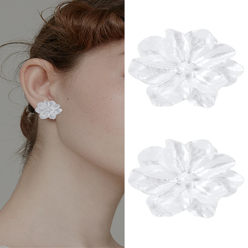 1 par de pendientes de resina con forma de flor y pasadores de plata de ley 925, 24,5x24 mm