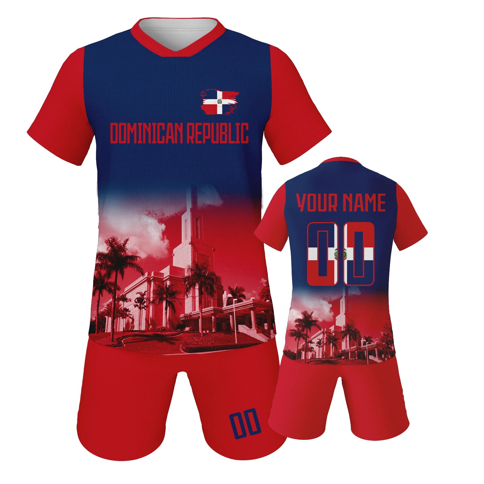 Children Football Team Training Uniforms Kids Dominican Republic Soccer Jersey Quick-drying Boy Girl Shirt Sportswear Tracksuit