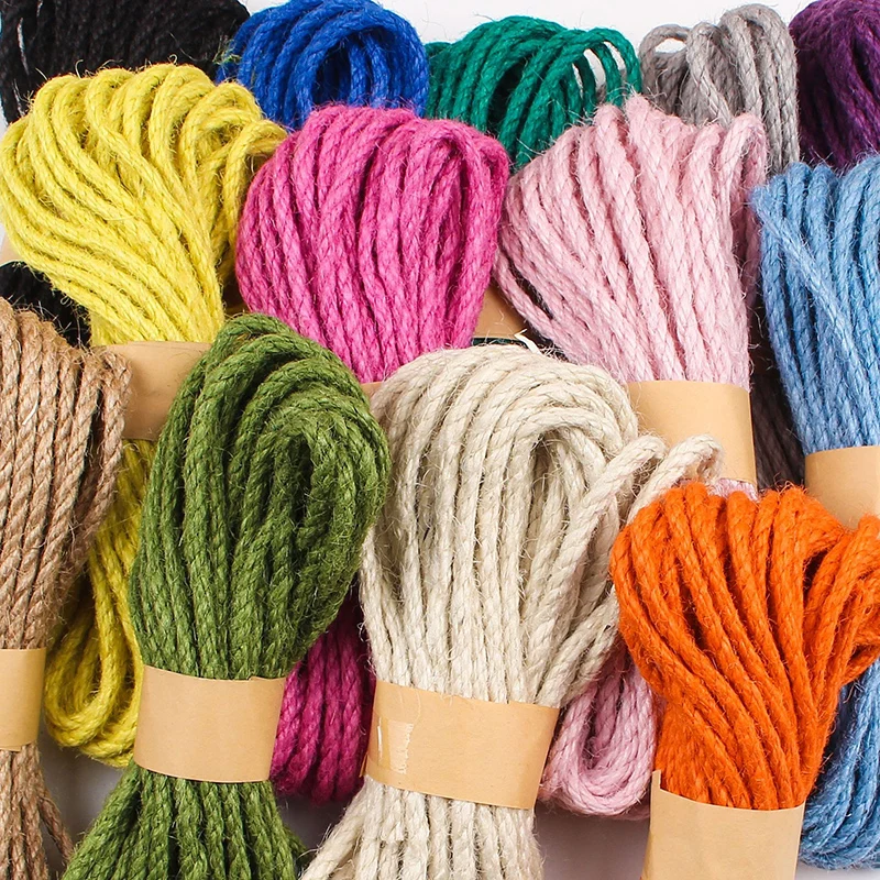Cuerda de Yute de colores de 10M, 5mm, resistente, firmemente tejido, marco de escalada para gatos, cuerda DIY, manualidades, jardinería y decoración de boda