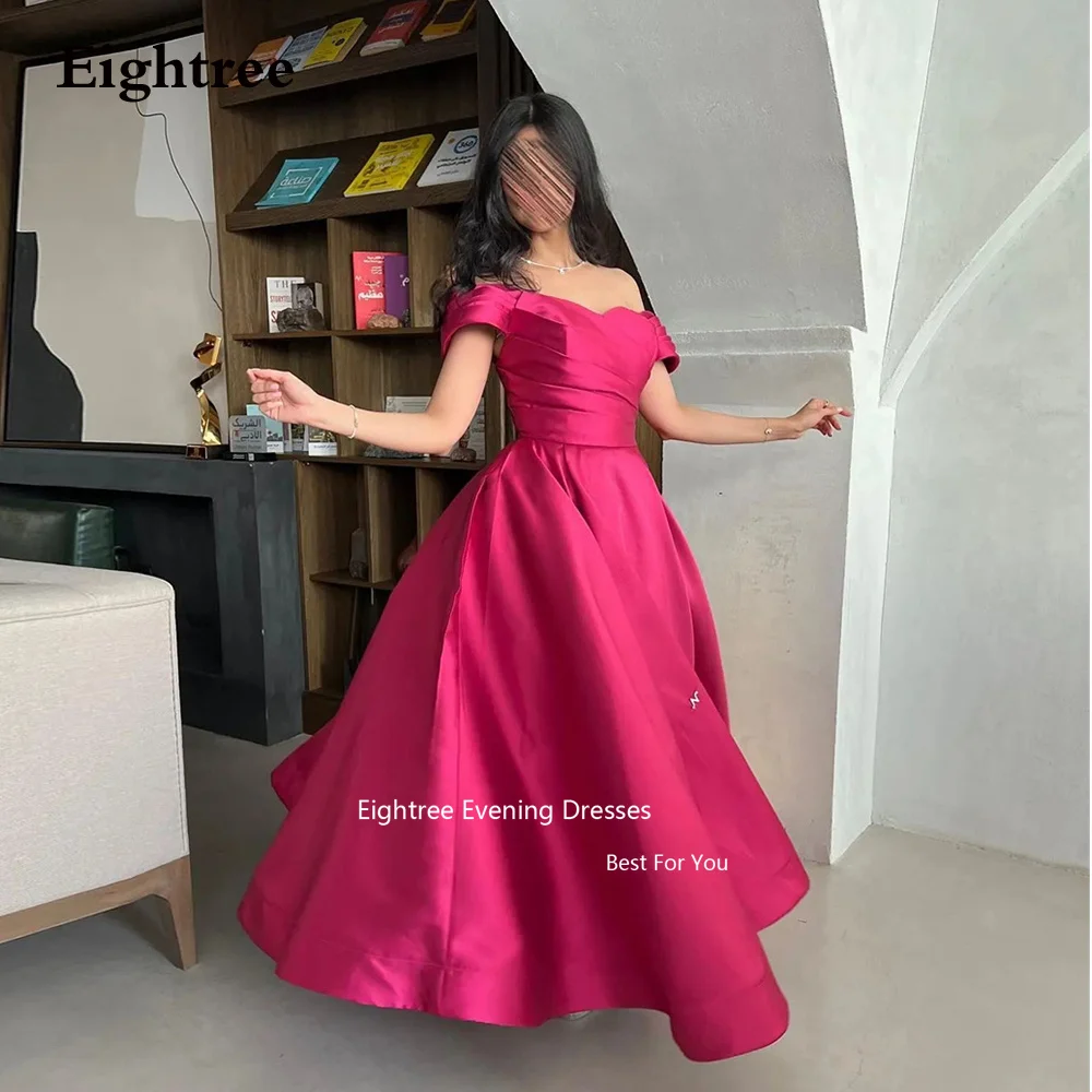 

Eightree Vintage Fuchsia Prom Dress Off The Shoulder Satin Abendkleider Dubai Vestidos De Fiesta Elegantes Para Mujer 2023