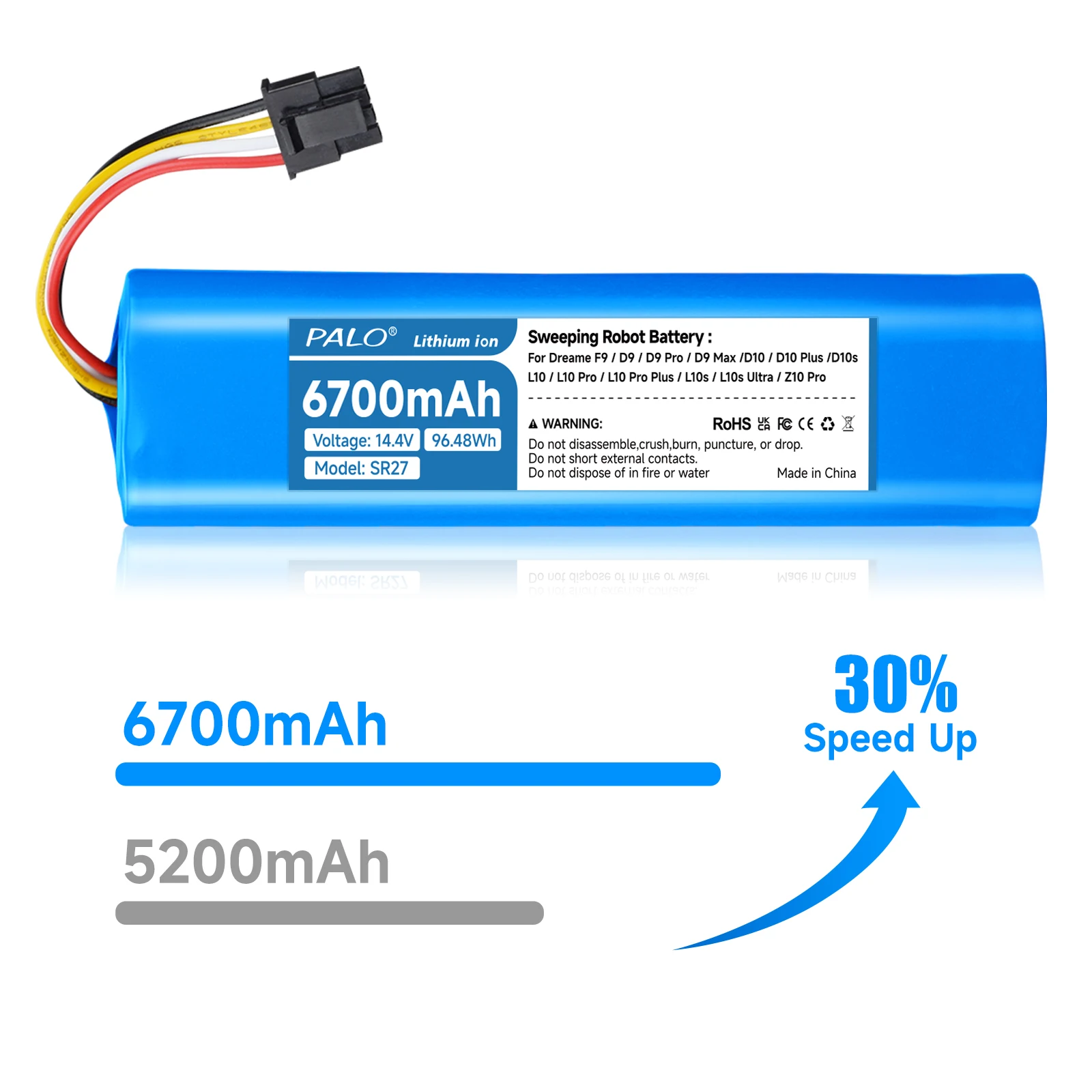 بالو الأصلي 14.4 فولت 6700 مللي أمبير استبدال بطارية ليثيوم ل Dreame F9 D9 D10 D10S L10S L10 Pro RL55L RLS5 D9 برو D9 ماكس