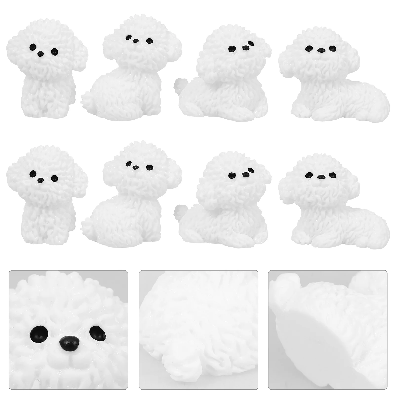 

8 Pcs Lawn Bichon Frize Ornaments Baby Resin Miniature Micro Landscape Bear