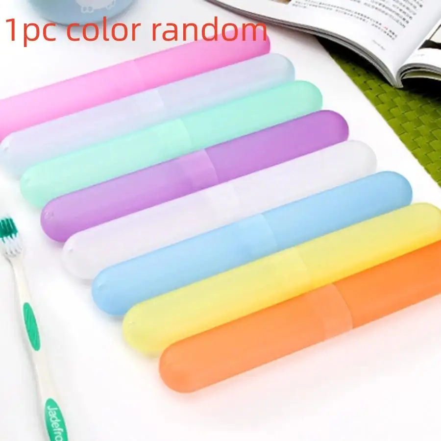 5pcs Portable Travel Hiking Camping Toothbrush Holder Case Box Tube Cover Toothbrush Protect Holder Case Random Color