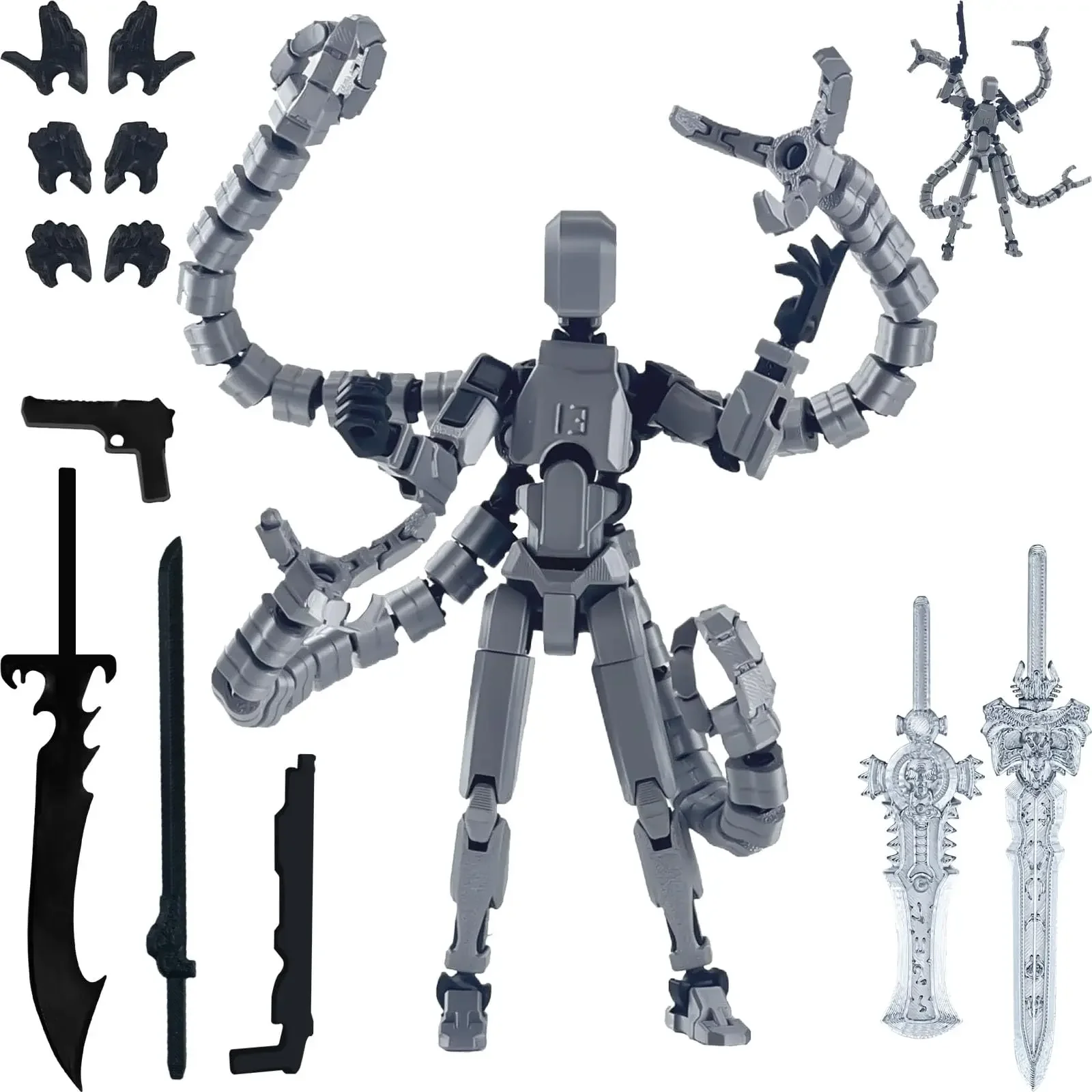 (Not Assembly Completed)Articulated Robot Tentacles T13 Action Figure,Titan Dummy Robot 13Printed Multi-Jointed Movable Figures