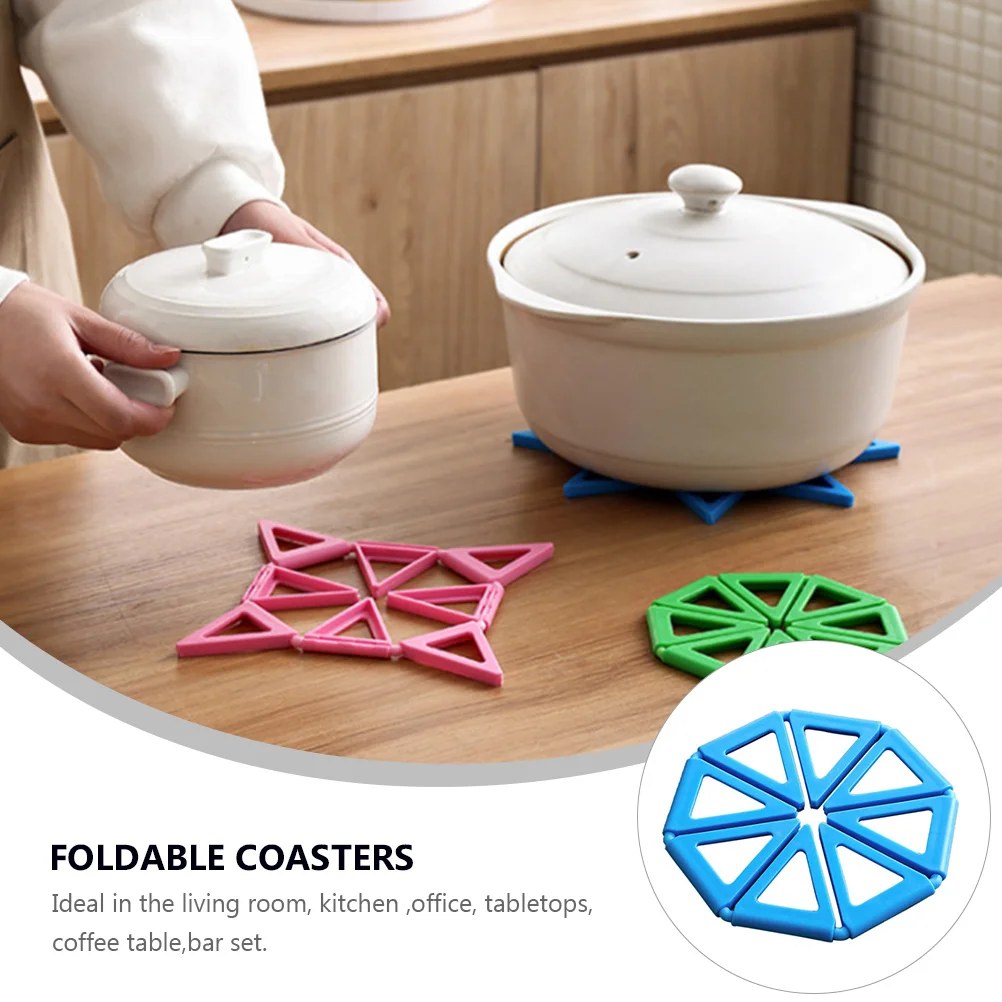 

4 Pcs Hot Pads for Kitchen Folding Heat Insulation Pp Cup Coasters Blue Trivets Dishes Table