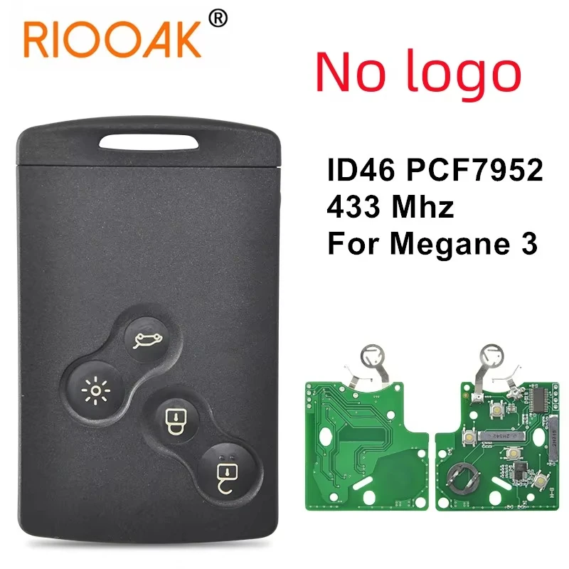 No logo Car Remote Control Key For Renault Megane3 Fluence Scenic Laguna 3  PCF7952 Replacement Hands Free Card