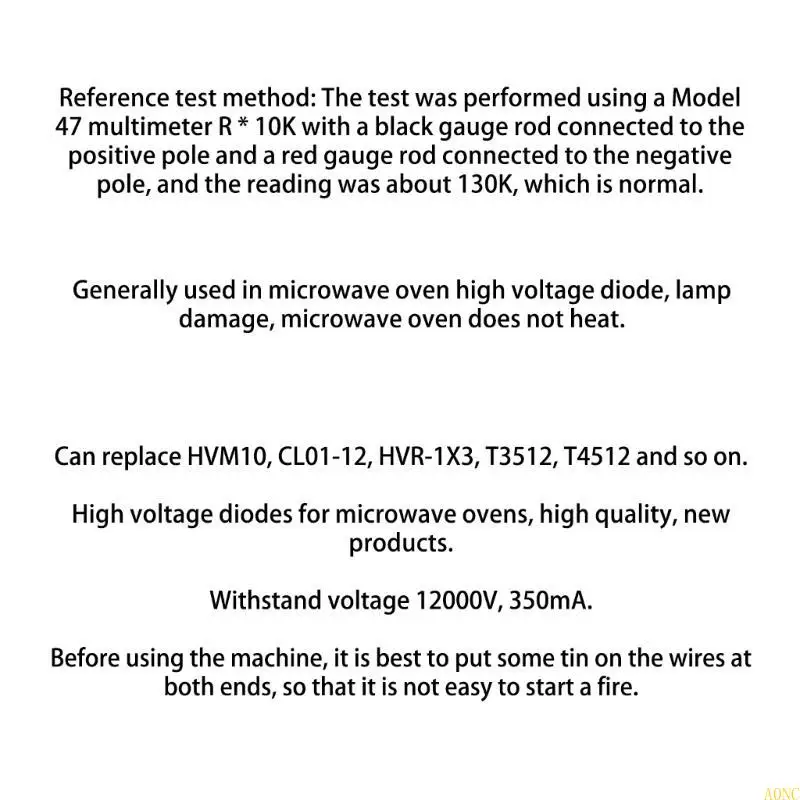 A0NC 4 แพ็คไมโครเวฟไดโอดสีดำอุปกรณ์เสริมแรงดันไฟฟ้าไดโอดไดโอดความร้อนอย่างรวดเร็วไดโอดไดโอดทิศทางเดียวสำหรับเตาอบสำหรับเตาอบ