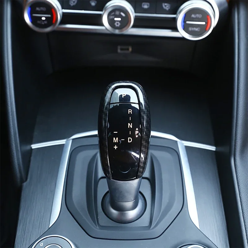 ABS Carbon Style Car Interior Gear Shifter Knob Frame Cover Trim For Alfa Romeo Stelvio Giulia 2017-2019 Interior Accessories