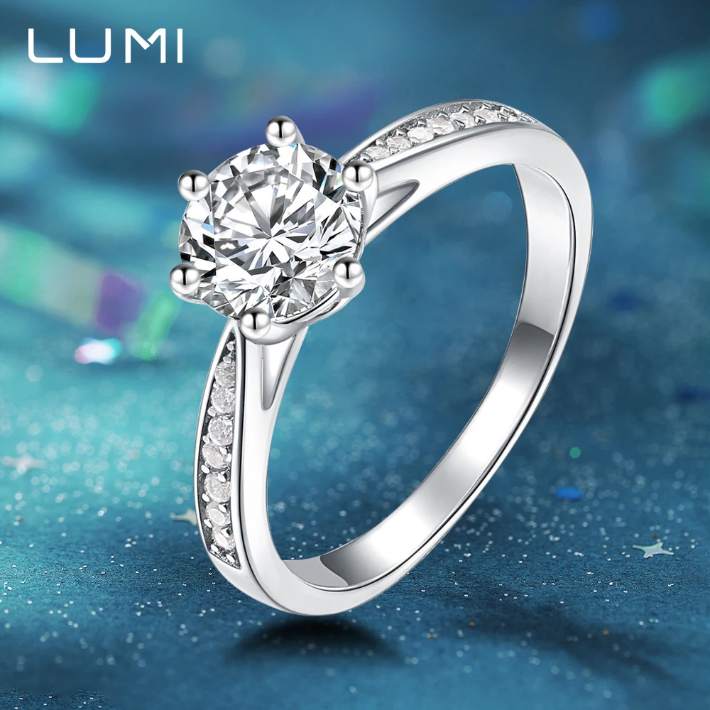 

Кольца премиум-класса с муассанитом цвета D для женщин, круглая сверкающая кольцо, ювелирные изделия из стерлингового серебра S925 с сертификатом GRA