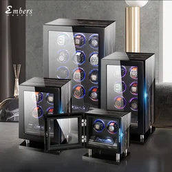Embers Luxury Automatic Watch Winder Wood Mabuchi Motro Mechanical Watches Box Shaker LCD Touch Screen Wooden Storage Safe Case