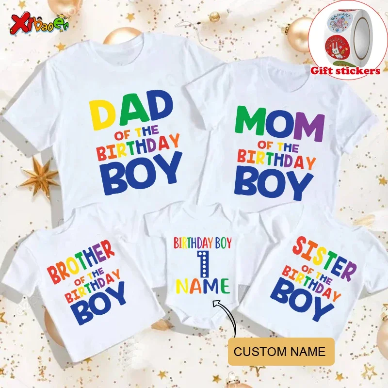 

Family Matching Outfits Birthday Party Family Clothes T Shirts Birthday Boy Kids Personalized Name Give Away Children's Stickers