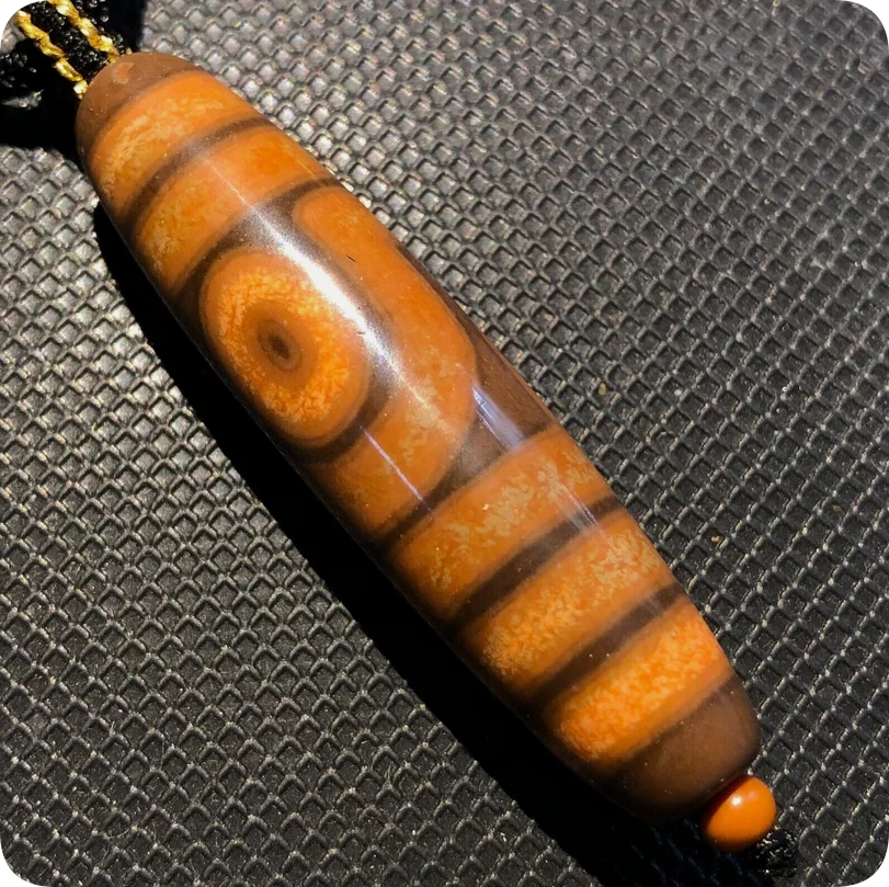 Unique Magic Power Tibetan Old Agate 2Eye Totem dZi Bead 13*52mmC2011