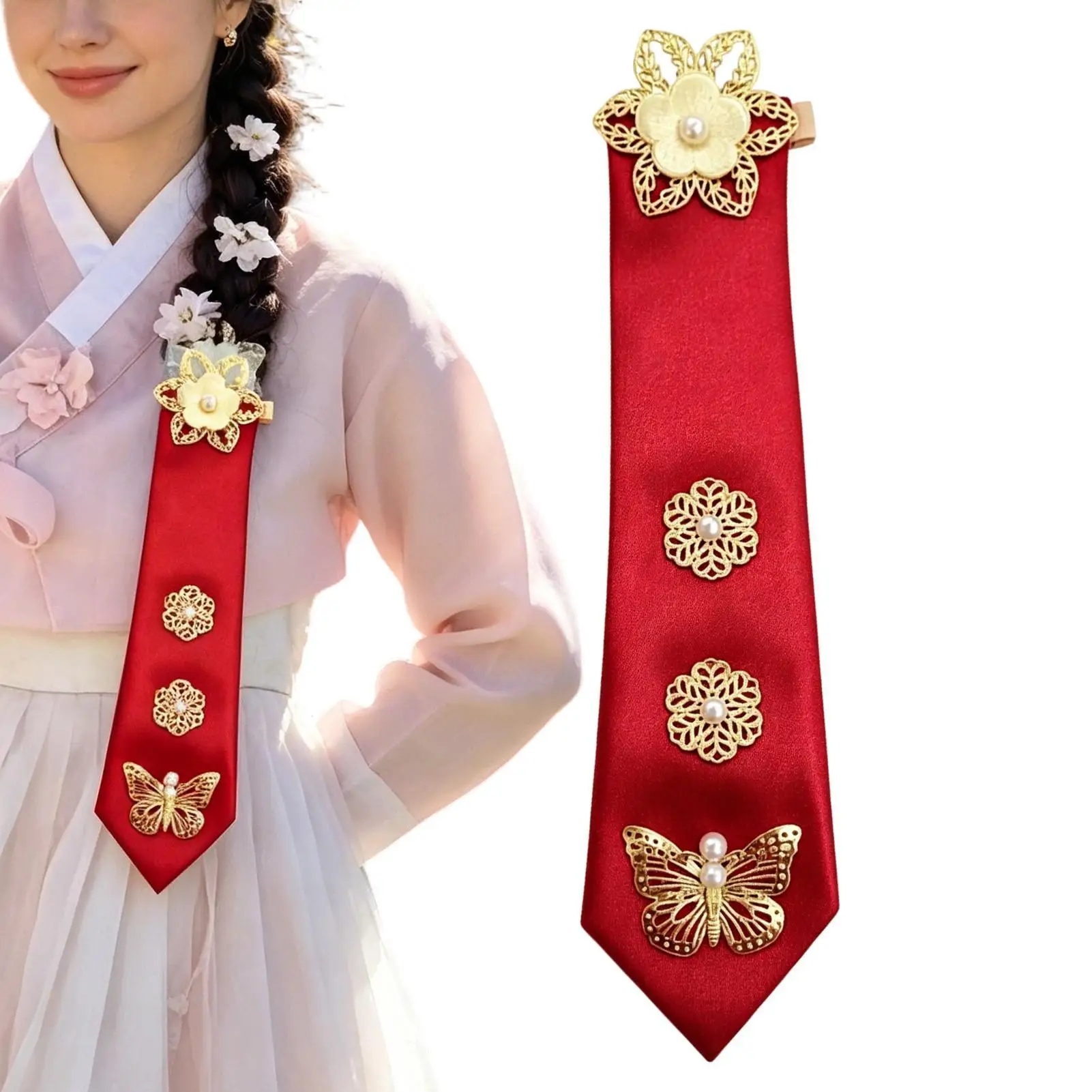Traditional Korean Hanbok Hair Accessory, Butterfly Flower Headdress for Stage Performance, Ethnic Costume Headpiece for Holiday
