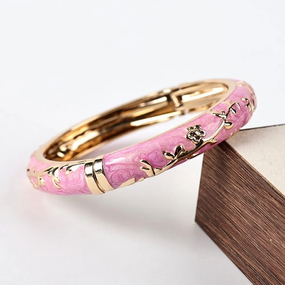 Bohemian Colorful Vintage Cloisonne Bangle Traditional Chinese Flower Bangle Classic Ethnic Women's Hand Bracelet Ladies