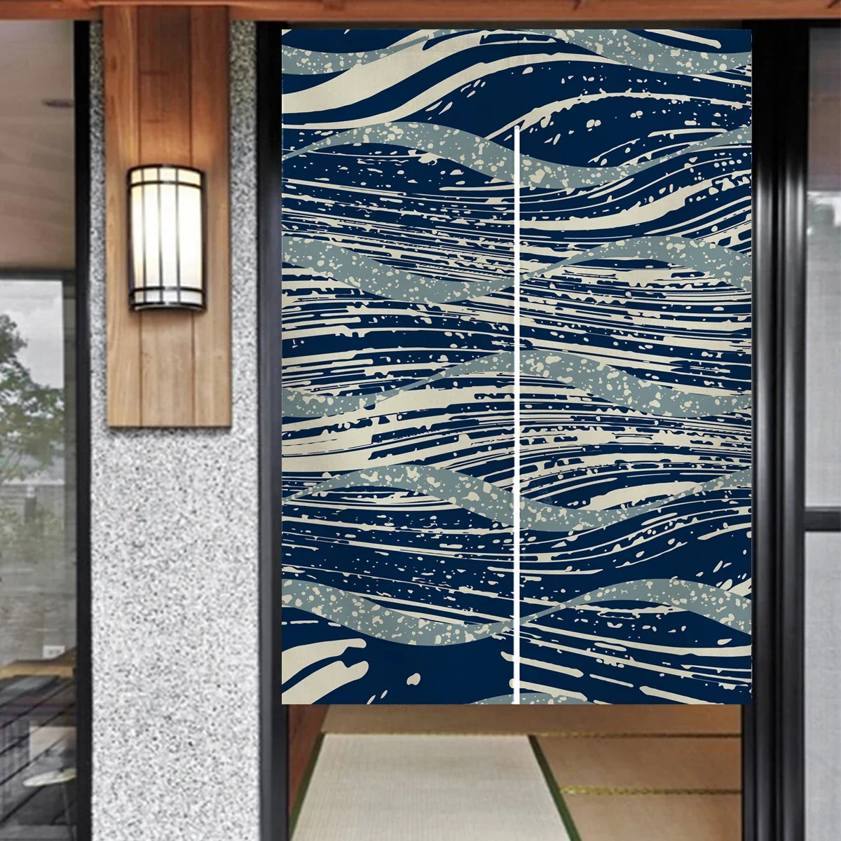 

Дверная занавеска в японском стиле Noren Deep Blue Waves, дверная занавеска, перегородка для комнаты, украшение для кухни, плакат, подвесная занавеска для спальни