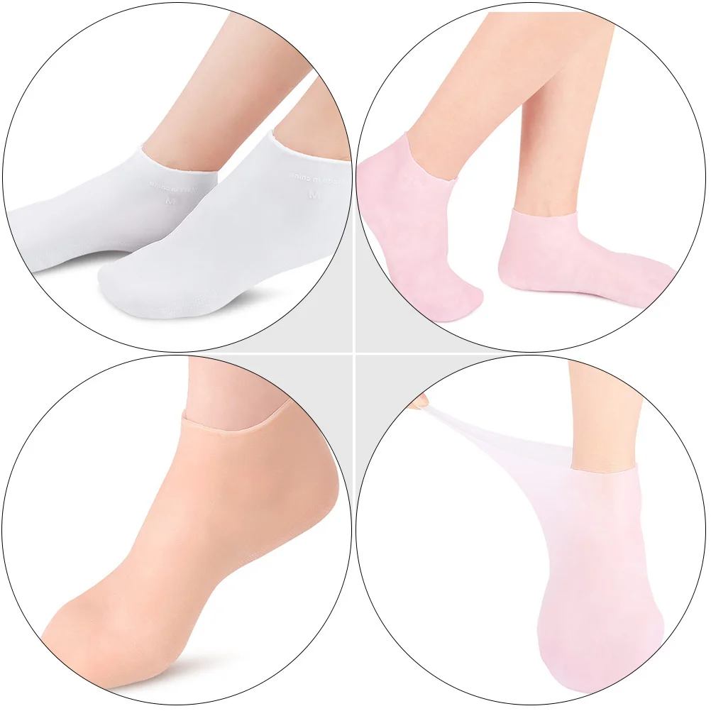 3 أزواج من الجوارب المرطبة المضادة للتكسير للبشرة الجافة والمتشققة، مستلزمات العناية بالقدم القابلة لإعادة الاستخدام، أغطية القدم الناعمة، أدوات العناية بالبشرة #3
