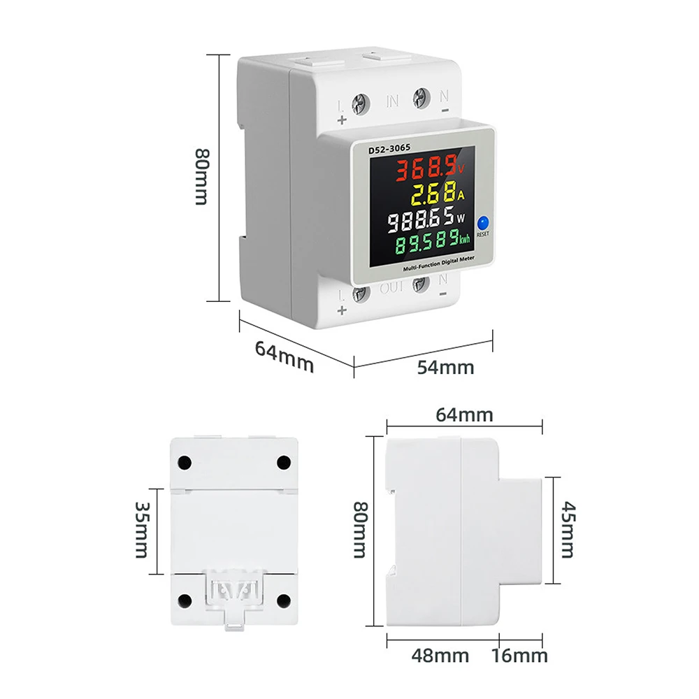 DIN-Schienen-DC-Energiezähler DC14-600V 63A 4-in-1 Multifunktions-LCD-DC-Watt-KWh-Zähler mit automatischer Datenspeicherung für Solarbatterie-Motorüberwachung – Detail 7
