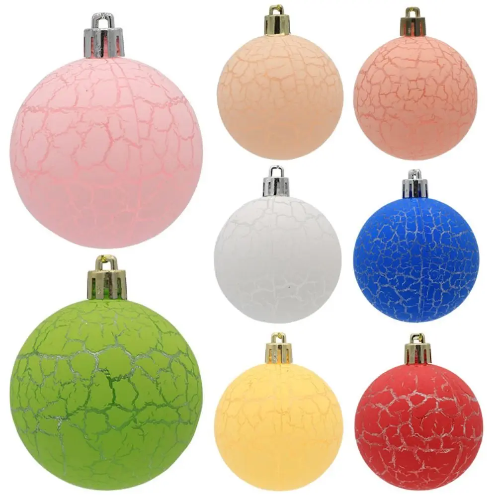 6PCS/Box Crack Ball Christmas Tree Ornament Plastic New Year Christmas Gifts Boxes Pendant DIY Crafts Painted Pendant