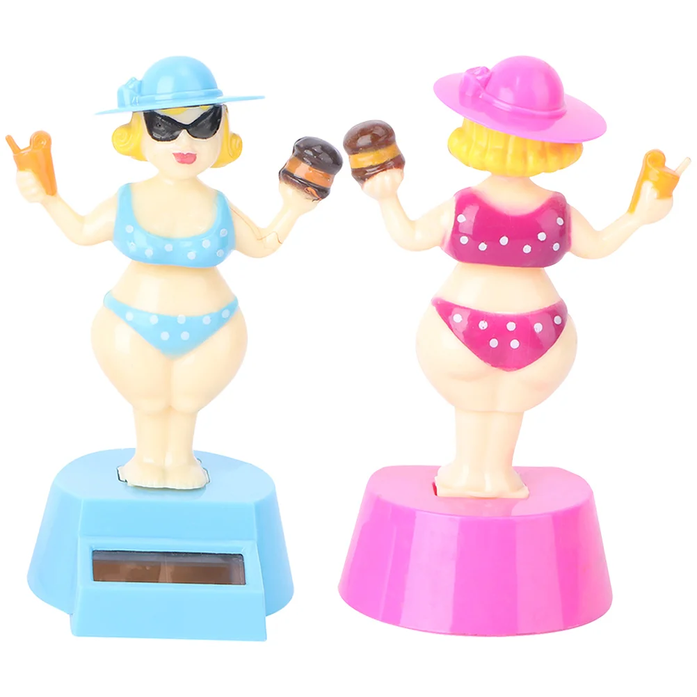 

2Pcs Bikini Car Ornaments Shaking Girl Dashboard Car Statue Decor Decor Home Office Statue ABS Plastic Cartoon