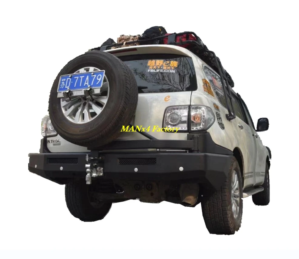 MANx4 Steel 4x4 Rear Bumper With Spare Tyre Bracket for Patrol Y62 Armada