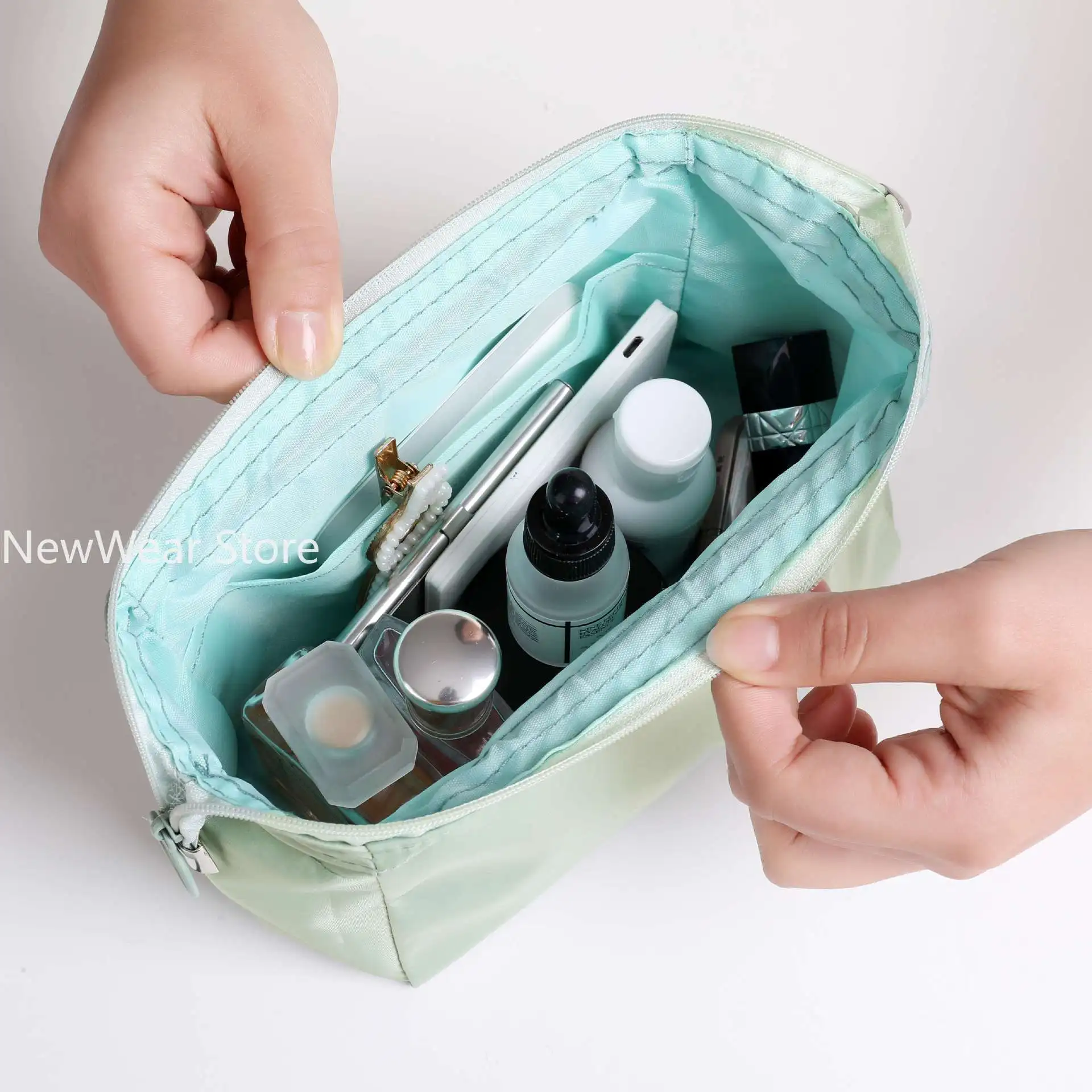 Travel Cosmetic Bag Small Mini Portable PU Makeup Bag Women Waterproof Bathroom Washbag Makeup Organizer Toiletry Kit Storage