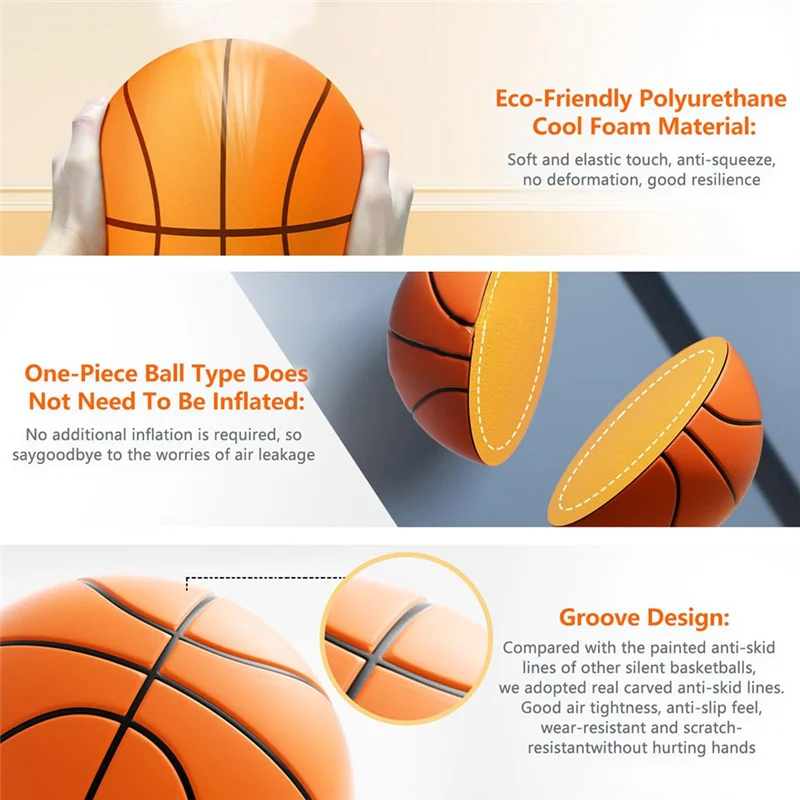 YSUN-Basquete de espuma, baloncesto de entrenamiento de alta densidad para interiores, textura 3D, rebote silencioso, pelota sin ruido para piscina de playa en casa