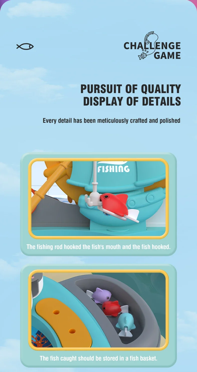 Children's Fishing Adventure Table Outdoor And Indoor Multi-Funshional Strong Awareness With Music Fun Magnetic Fishing Toys