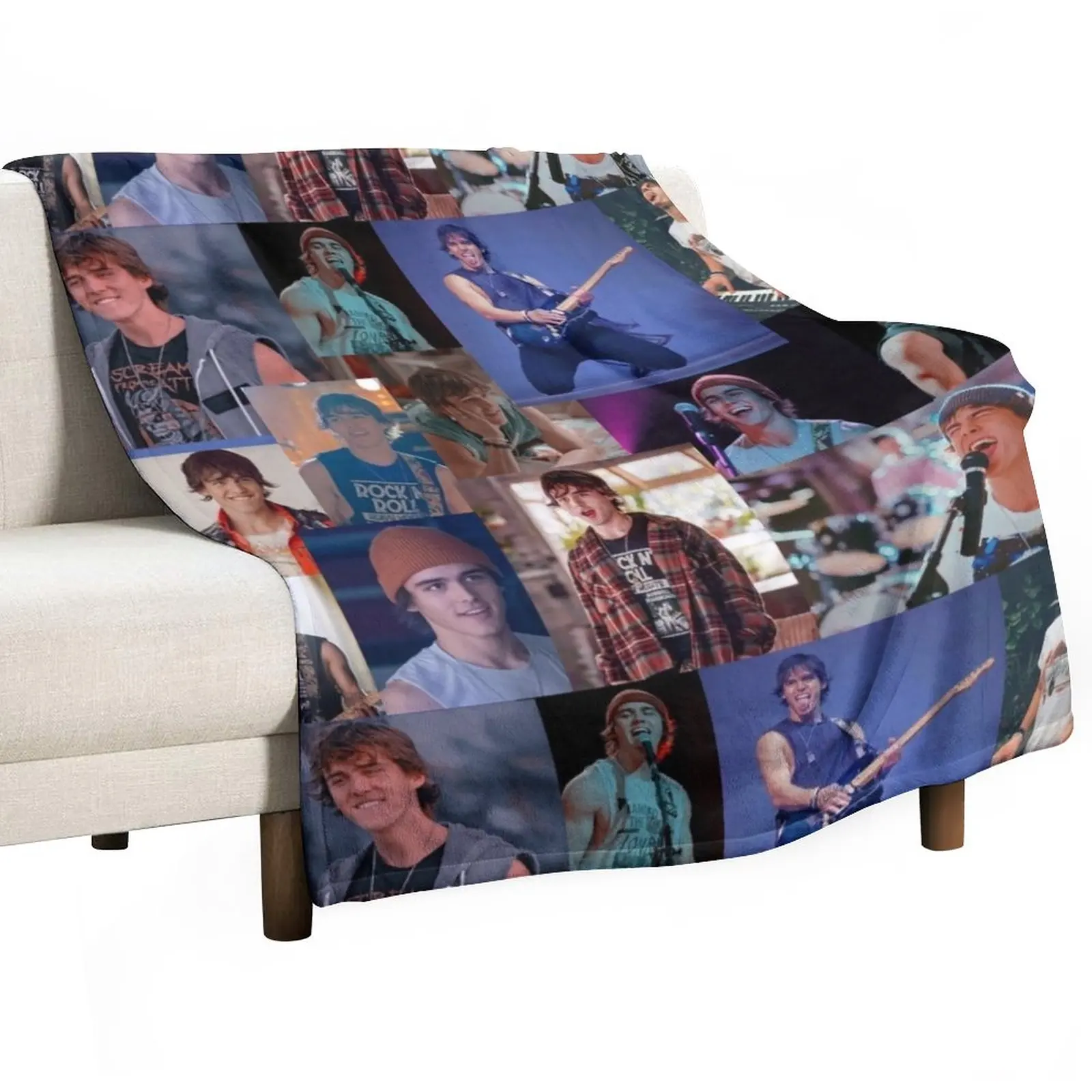 

Charlie Gillespie Luke collage Throw Blanket blankets and throws Personalized Gift Travel Blanket