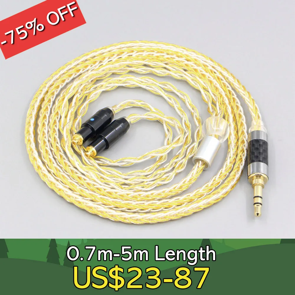 

8 Core OCC Silver Gold Plated Braided Earphone Cable For Shure SRH1540 SRH1840 SRH1440 Headphone LN007304