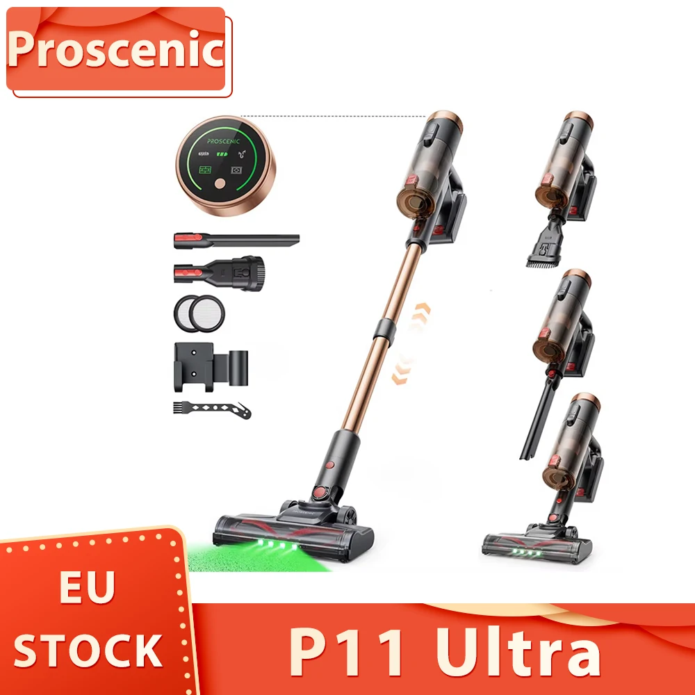 Proscenic ? aspirateur Ultra sans fil P11, aspiration 40Kpa, autonomie de 40 minutes, brosse sans enchevtrement, Filtration  4 couches, phare LED vert