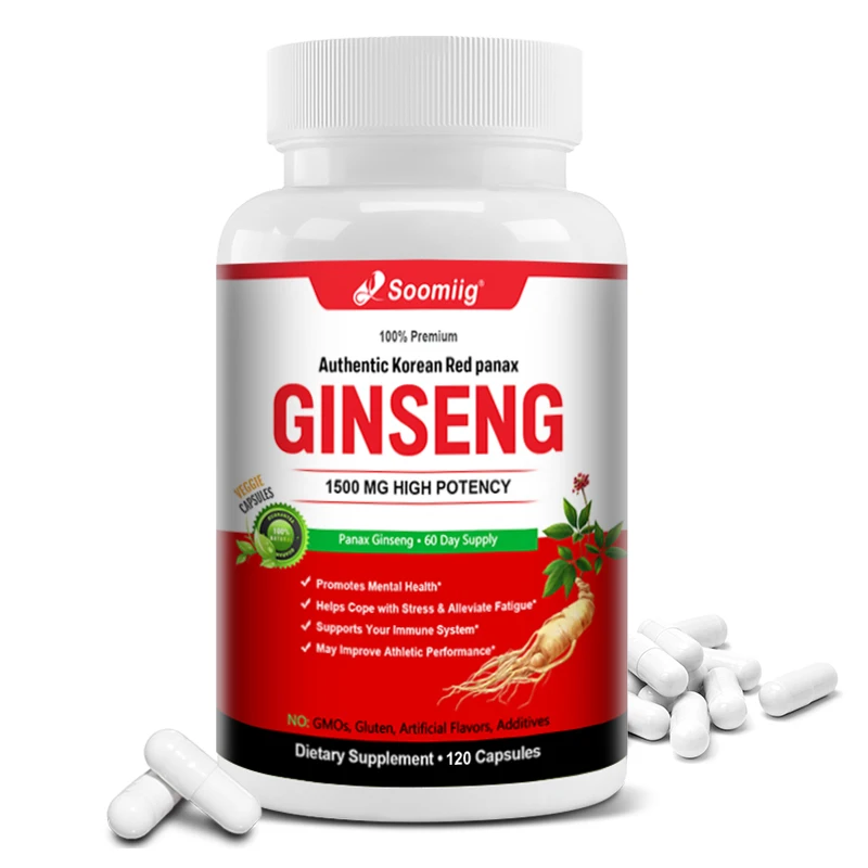 Authentic Korean Red Ginseng Capsules, Powerful Ginsenosides, Energy Supplement - Supports Immunity and Energy, 120 Capsules