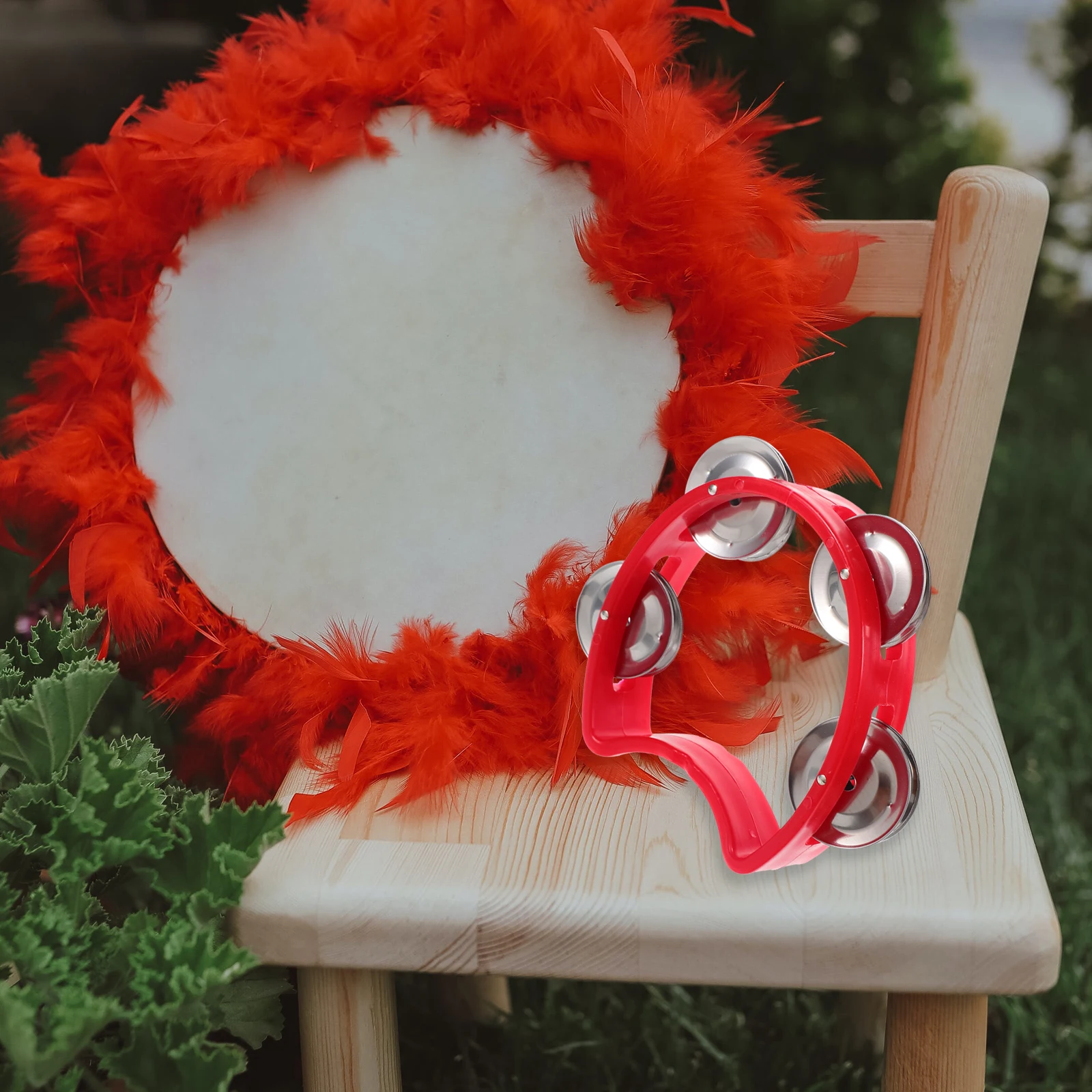 

4 Pcs H Bells Musical Instruments Plastic Red Green Color for Adults Beginners Party Accessories Tambourine