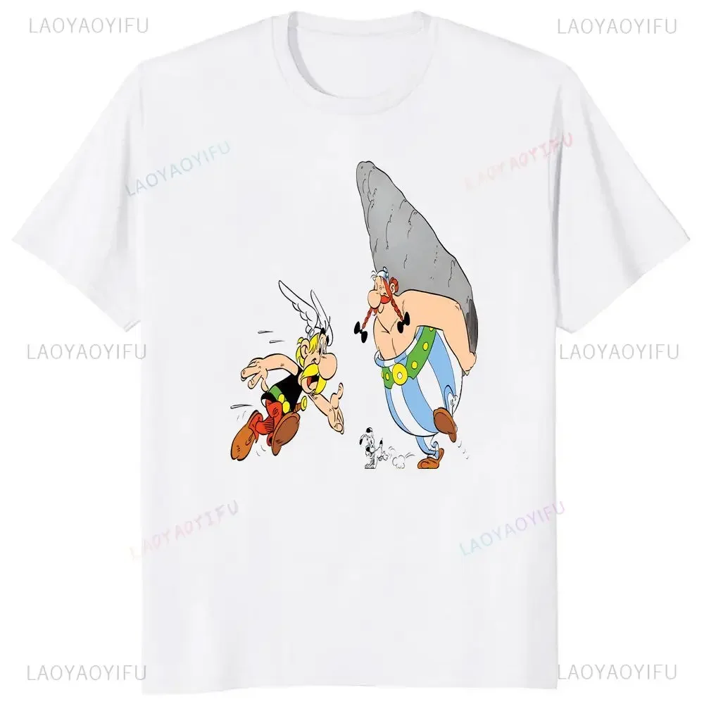 Funny Asterix with Obelix French Anime Print T-shirt Trend Harajuku Short Sleeve Neutral Shirt Pattern Large T-shirt