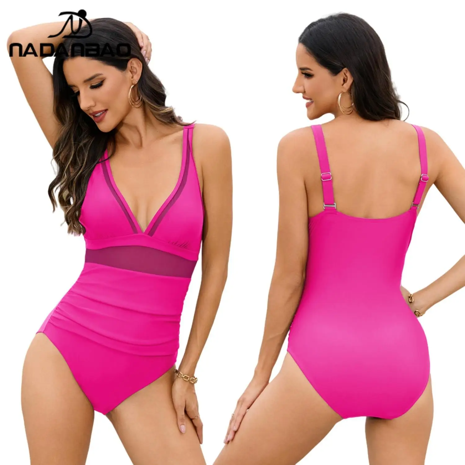 

Nadanbao Sexy Swimsuit Women's Deep V Sexy Swimsuit Mesh Stitching Belly-Covering Slimming Swimsuit Summer Women's Clothing