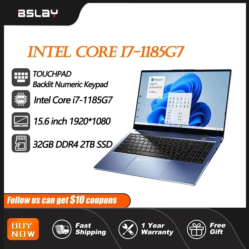 

Gaming Laptop Intel Core I7-1185G7 32GB DDR4 2TB Fingerprint Unlocked Backlit Keypad WiFi5G 4.8 GHz 4 Cores 8 Threads Notebook