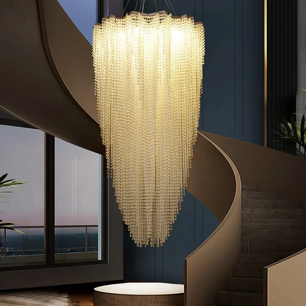 Crystal Beading Chandelier Dining Room Luxury Cristal Hanging Lamps Kitchen Island Dimmable Lustre Led Lighting Fixtures Hanging