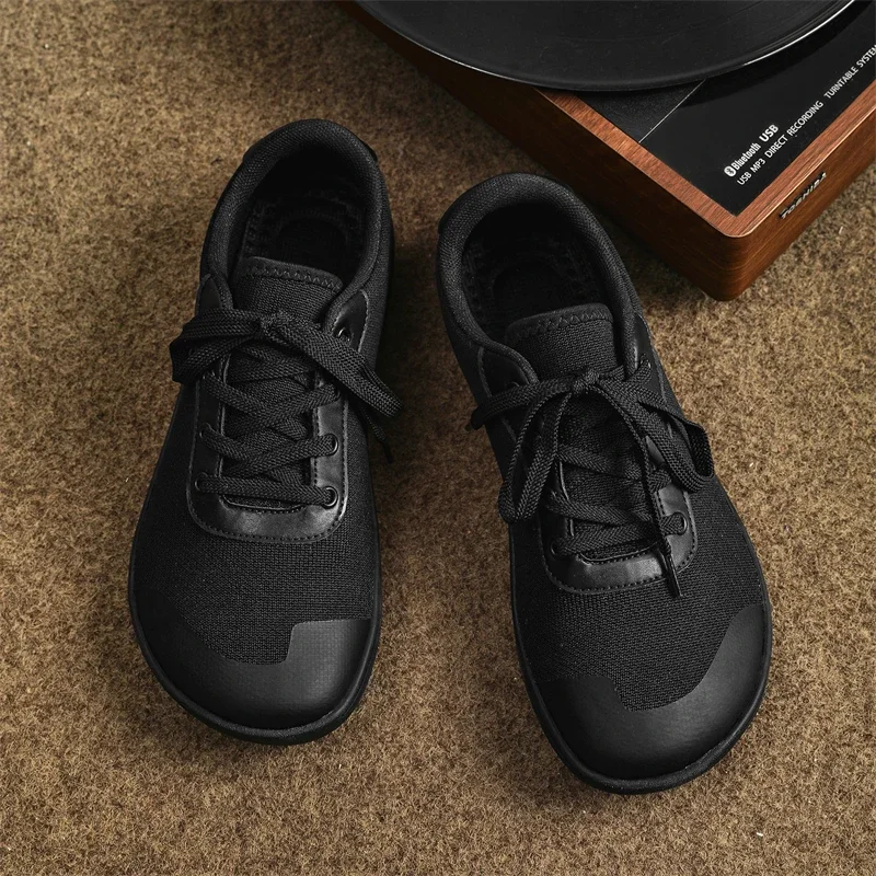 

Men's Wide Barefoot Shoes Unisex Wide Toe Running Casual Wide Feet Suitable Last Canvas Black Flat Bottomed Board Walking Shoes