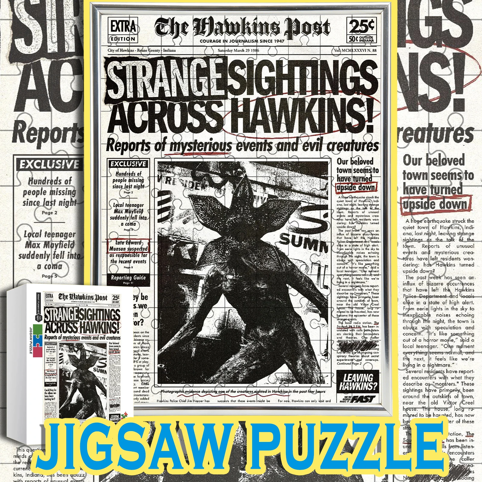 

Vintage Grunge Newspaper Stranger Things Scene Puzzle 108-1000pcs Home Decor