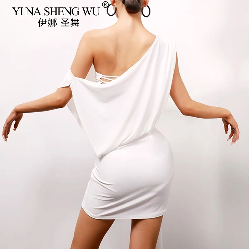 فستان رقص لاتيني للسيدات مثير بحمالات كتف قطرية فستان غير متماثل احترافي للرقص اللاتيني السالسا رومبا ملابس ممارسة الرقص