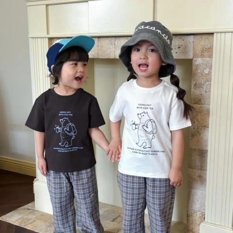 

2026 Summer New Children Short Sleeve T Shirts Cotton Girls Cartoon Print Tee Toddler Boys Breathable Casual Tops Kids Clothes