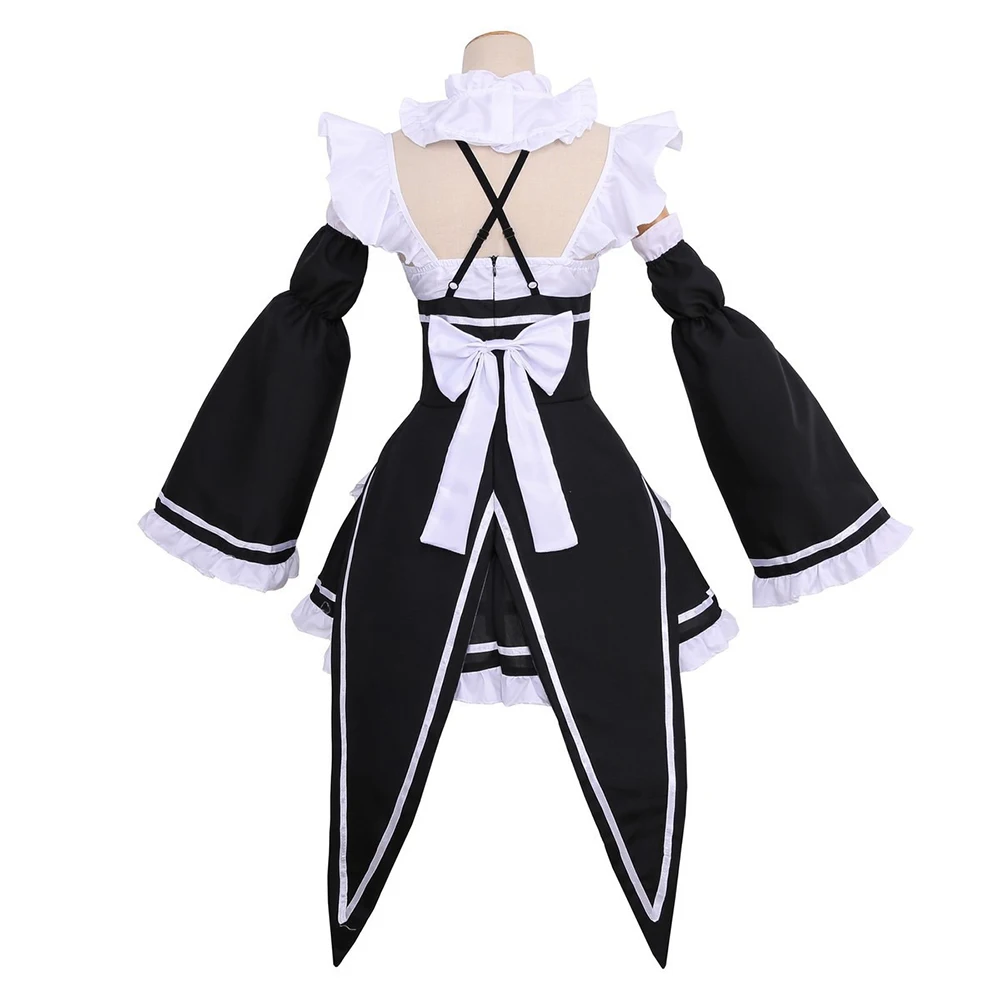 Re Zero Ram Rem Cosplay Costume Anime Maid Dress Black White Lolita Uniform Outfit Halloween Carnival Party Role Play Costume view 5
