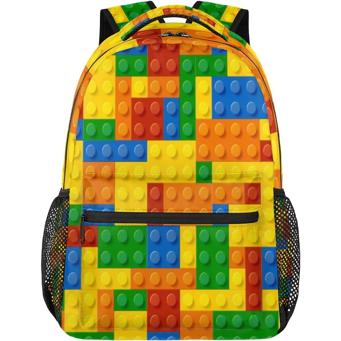 TropicalLife Backpack for School, Colorful Building Blocks School Bag for Girls Boys