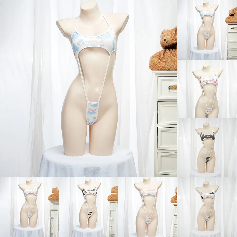 

Women Ladies Sexy Lingerie Strappy Backless Bikini Sexy Printed Bodysuit Printed Pattern Hotel Sleep Wear