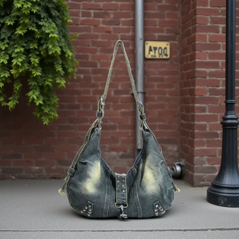 

JIOMAY Retro Women's Denim Bag Large Capacity Shoulder Bag 2025 jeans bag Messenger bag Luxury Women Bags