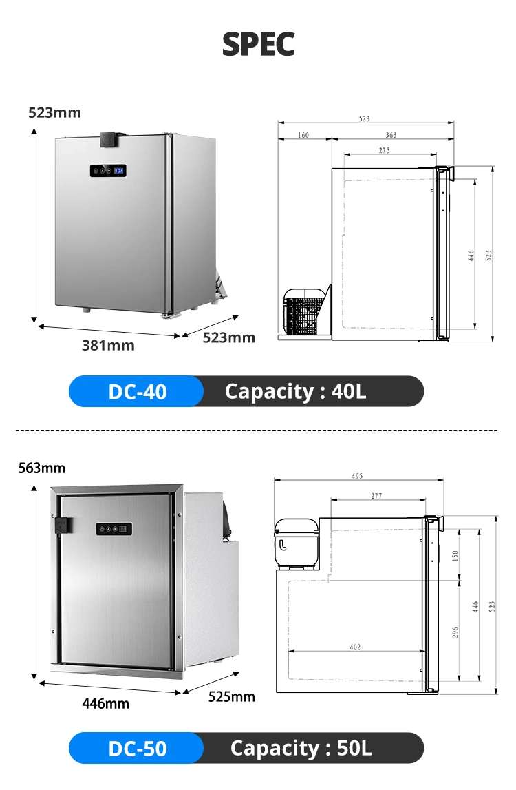 Good Selling 12V 24V Built In Refrigerator 50L Rv Fridge Van Dc Freezer for Travel