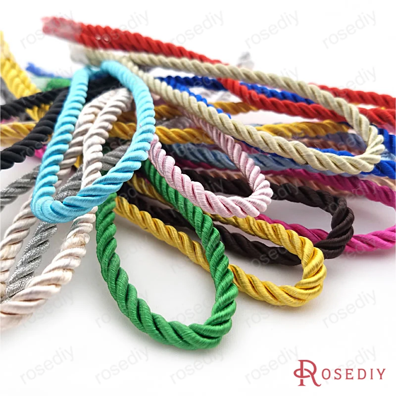Wholesale 5mm Satin  Polyester Cords Three strands of Rope Diy Findings , the price is for 5 meter,tell us color code (T7006)