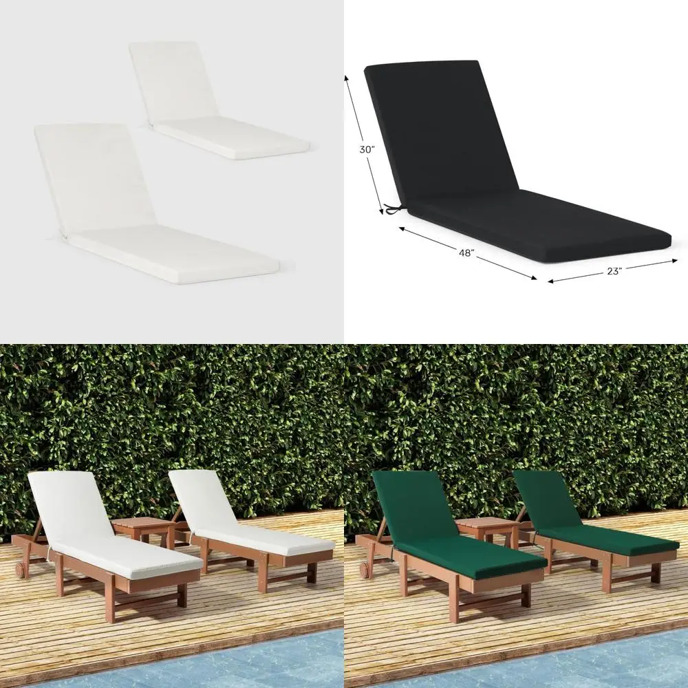 

Outdoor Chaise Lounge Chair Cushions Set of 2, 78 x 23, White, Comfortable Solace Design, Ideal for Relaxation