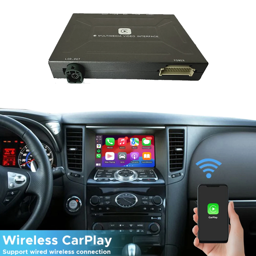 Wireless Carplay Android Auto For Infiniti FX30D FX35 2009-2013 Multimedia Interface Player Navigation With Backup Camera