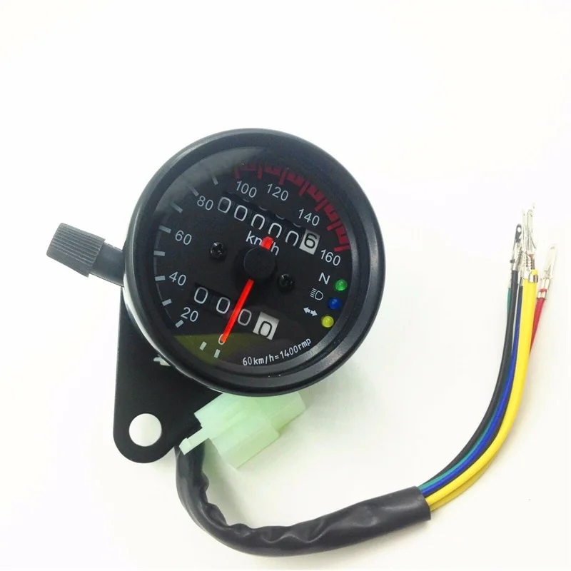 Universal Motorcycle Speedometer Odometer Tachometer Gauge LED Backlight Dual Speed Speed Meter For Honda Cafe Racer