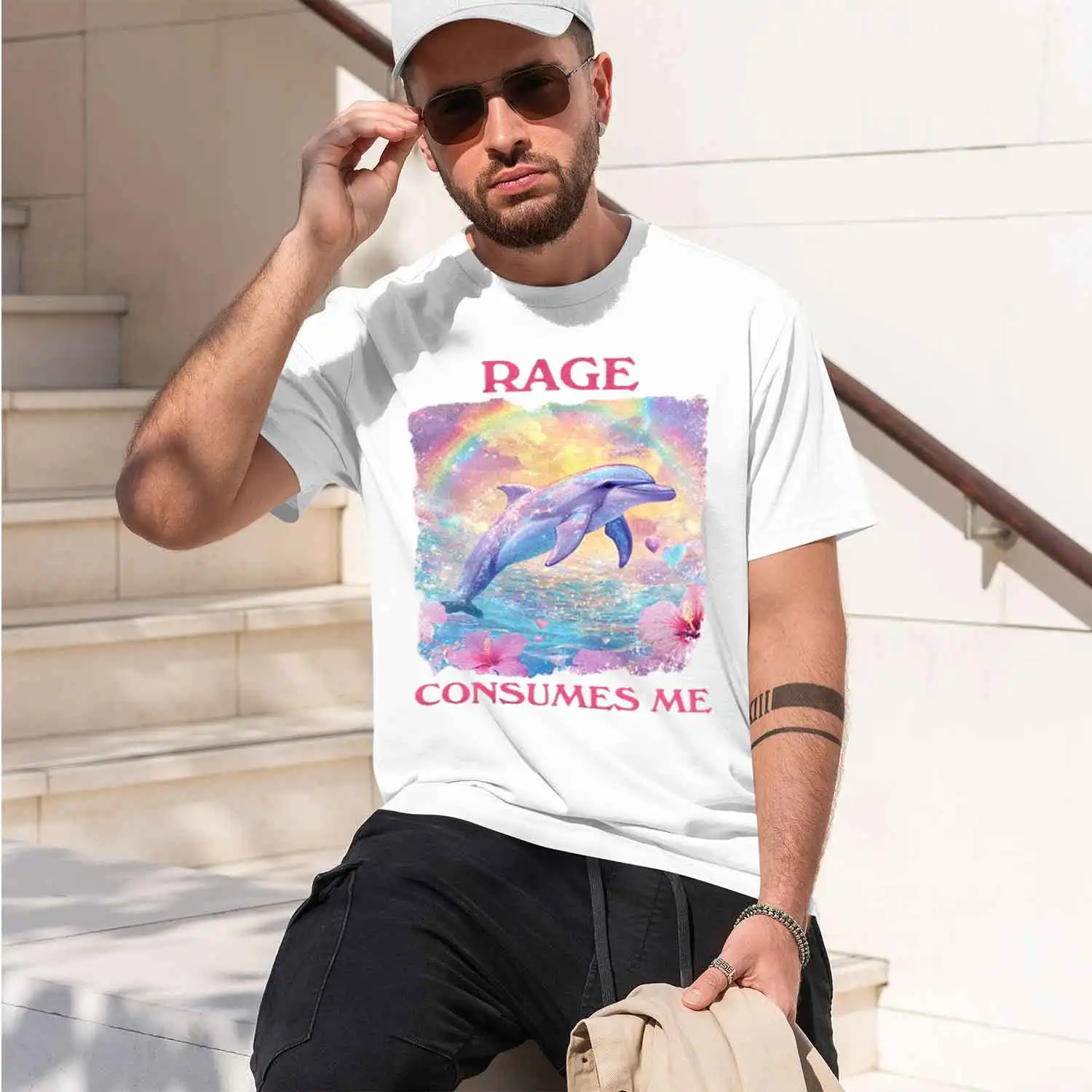Funny Rage Consumes Me T-shirt Short Sve T Shirt Weird Silly lphin Vintage Tshirt Trending Men's Designer Clothes 2026 New Model